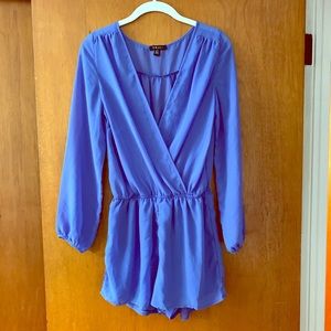 Long sleeve surplice romper